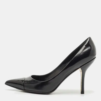 Pre-owned Louis Vuitton Black Leather And Patent Leather Urban Twist Pumps Size 39