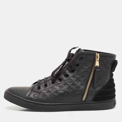 Pre-owned Louis Vuitton Black Leather And Rubber Punchy High Top Sneakers Size 39
