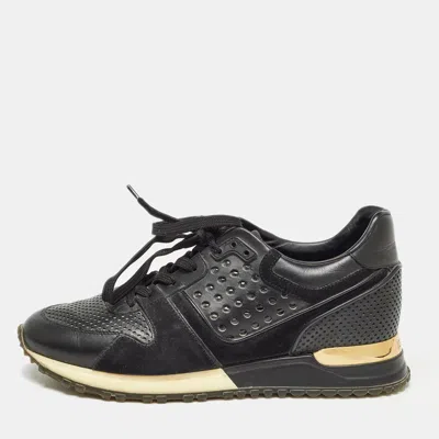 Pre-owned Louis Vuitton Black Leather And Suede Run Away Sneakers Size 36.5