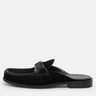 Pre-owned Louis Vuitton Black Leather And Velvet Major Open Back Loafers Size 42.5