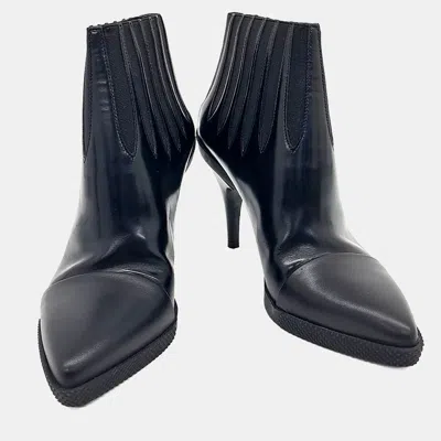 Pre-owned Louis Vuitton Black Leather Ankle Boots Eu 36.5