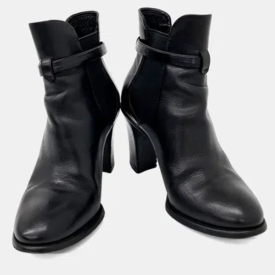 Pre-owned Louis Vuitton Black Leather Ankle Boots Eu 37.5