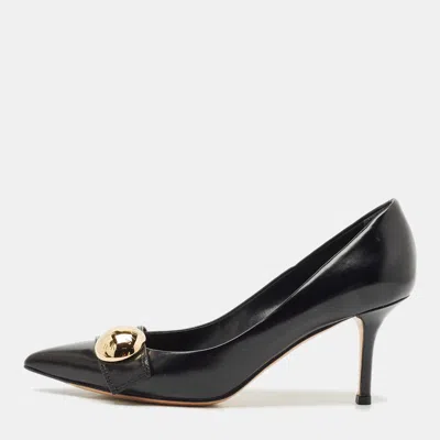 Pre-owned Louis Vuitton Black Leather Bow Pumps Size 38