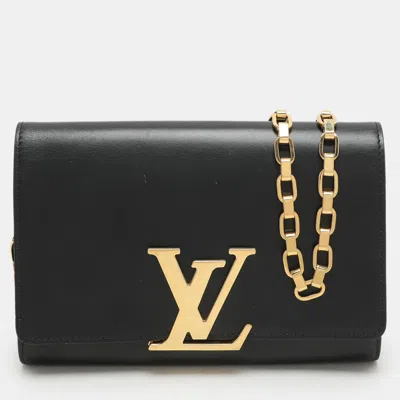 Pre-owned Louis Vuitton Black Leather Chain Louise Gm Bag