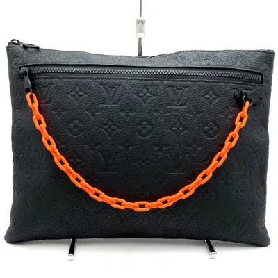 Pre-owned Louis Vuitton Black Leather Clutch Bag Document Case Pochette ()