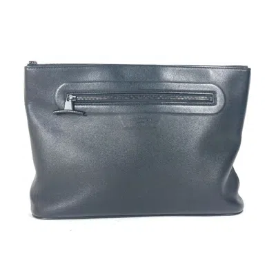 Pre-owned Louis Vuitton Black Leather Clutch Bag Pochette Pouch ()