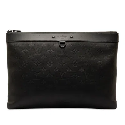 Pre-owned Louis Vuitton Black Leather Clutch Bag Pochette ()