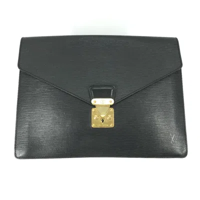 Pre-owned Louis Vuitton Black Leather Clutch Bag ()
