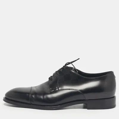 Pre-owned Louis Vuitton Black Leather Damier Embossed Lace Up Derby Oxfords Size 41
