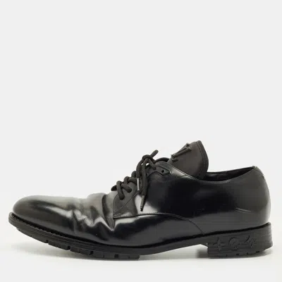 Pre-owned Louis Vuitton Black Leather Derby Lace Up Size 44