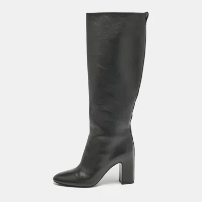 Pre-owned Louis Vuitton Black Leather Donna Knee Length Boots Size 39