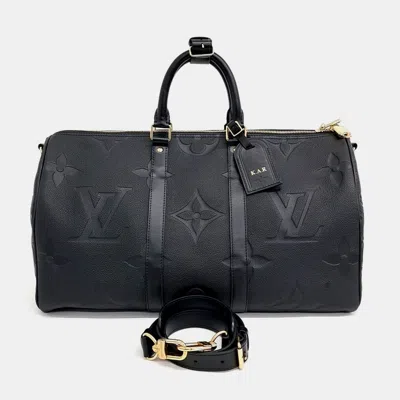 Pre-owned Louis Vuitton Black Leather Empreinte Bandouliere Keepall 45