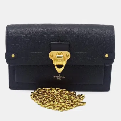Pre-owned Louis Vuitton Black Leather Empreinte Bavin Chain Wallet