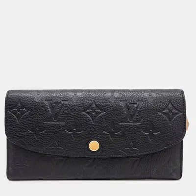 Pre-owned Louis Vuitton Black Leather Empreinte Emilie Wallet