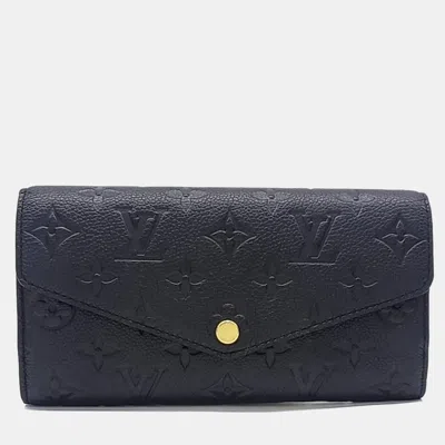 Pre-owned Louis Vuitton Black Leather Empreinte Sarah Wallet