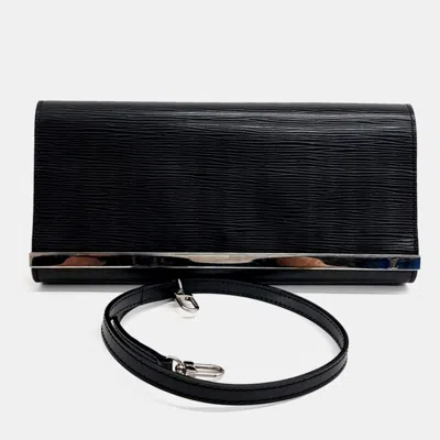 Pre-owned Louis Vuitton Black Leather Epi Sevigne Clutch