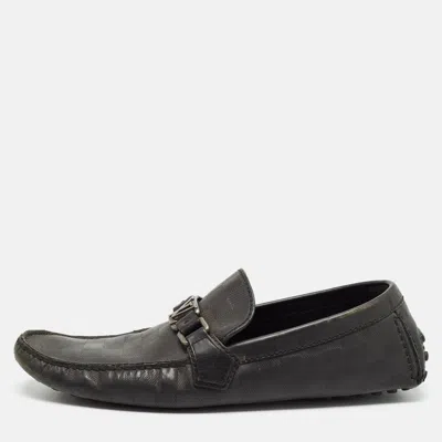 Pre-owned Louis Vuitton Black Leather Hockenheim Loafers Size 43.5