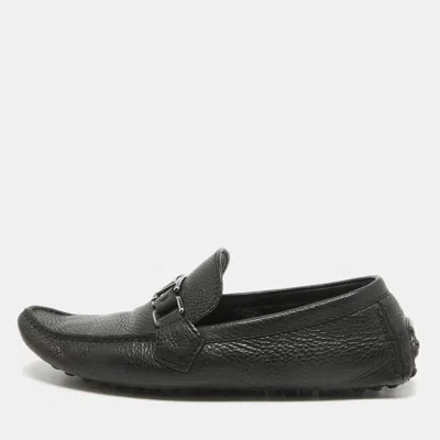 Pre-owned Louis Vuitton Black Leather Hockenheim Slip On Loafers Size 40