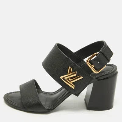 Pre-owned Louis Vuitton Black Leather Horizon Slingback Sandals Size 35