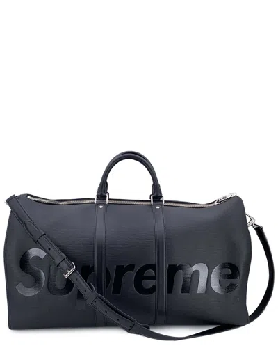 Pre-owned Louis Vuitton Black Leather Keepall (authentic Pre-loved)