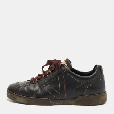 Pre-owned Louis Vuitton Black Leather Lace Up Sneakers Size 45