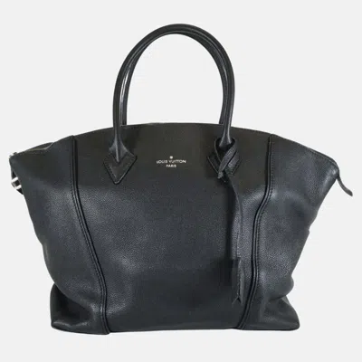 Pre-owned Louis Vuitton Black Leather Lockit Mm Tote Bag