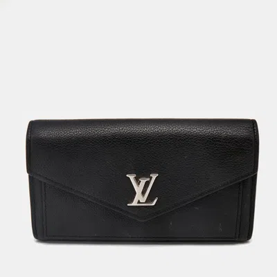 Pre-owned Louis Vuitton Black Leather Lockme Ii Wallet