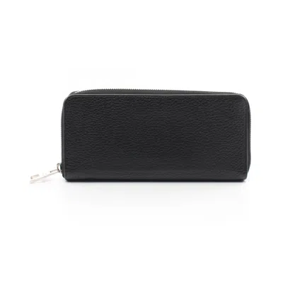 Pre-owned Louis Vuitton Black Leather Long Bill Wallet (bi-fold) ()