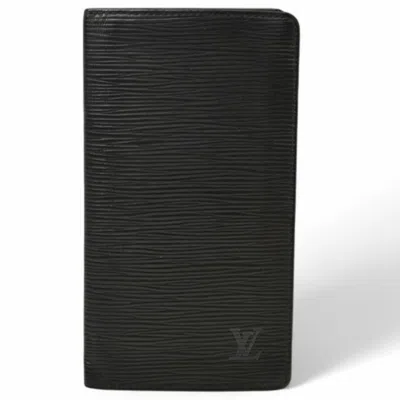 Pre-owned Louis Vuitton Black Leather Long Bill Wallet (bi-fold) ()