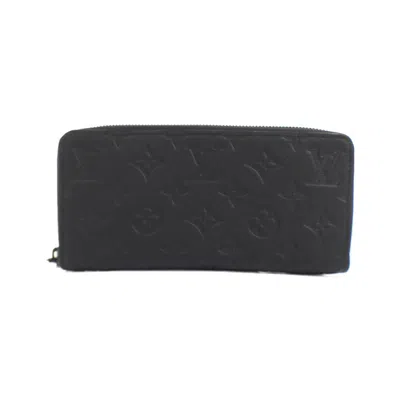 Pre-owned Louis Vuitton Black Leather Long Bill Wallet (tri-fold) ()