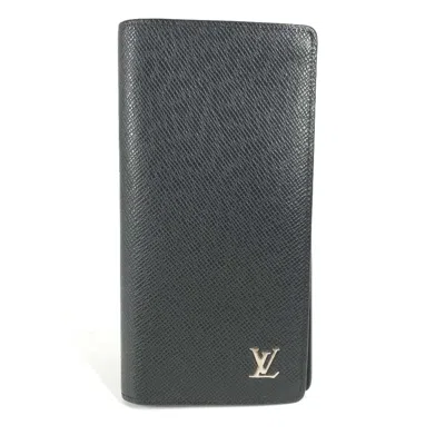 Pre-owned Louis Vuitton Black Leather Long Wallet (bi-fold) ()
