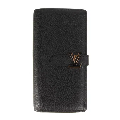 Pre-owned Louis Vuitton Black Leather Long Wallet (bi-fold) ()