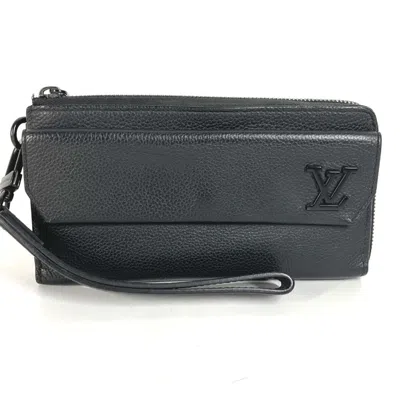 Pre-owned Louis Vuitton Black Leather Long Wallet (bi-fold) ()