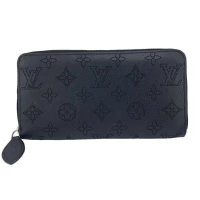 Pre-owned Louis Vuitton Black Leather Long Wallet (bi-fold) ()