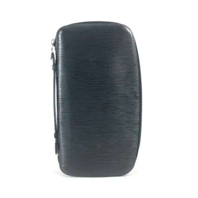 Pre-owned Louis Vuitton Black Leather Long Wallet (bi-fold) ()