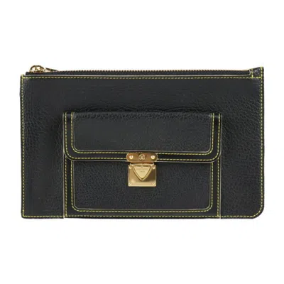 Pre-owned Louis Vuitton Black Leather Long Wallet (bi-fold) ()