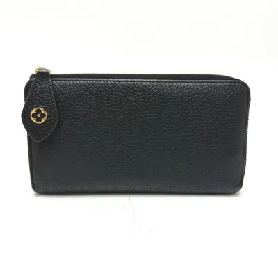 Pre-owned Louis Vuitton Black Leather Long Wallet (bi-fold) ()