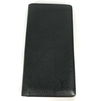 Pre-owned Louis Vuitton Black Leather Long Wallet (bi-fold) ()