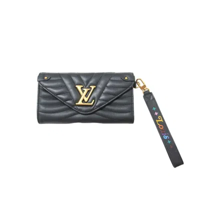 Pre-owned Louis Vuitton Black Leather Long Wallet (bi-fold) ()