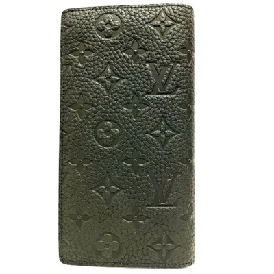 Pre-owned Louis Vuitton Black Leather Long Wallet (bi-fold) ()