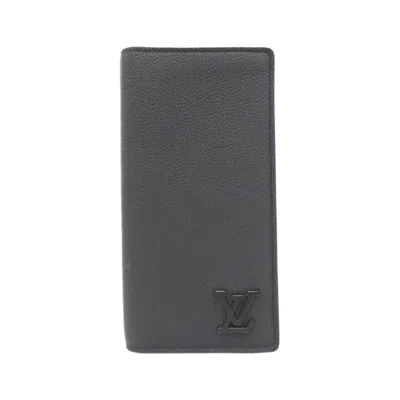 Pre-owned Louis Vuitton Black Leather Long Wallet (bi-fold) ()