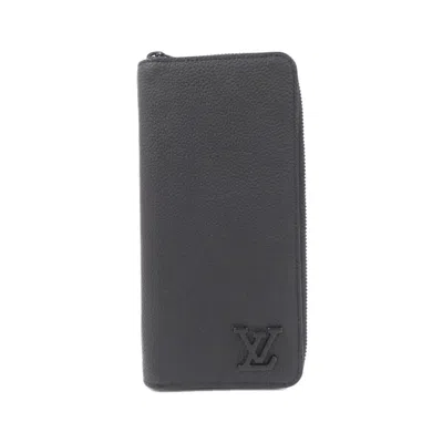 Pre-owned Louis Vuitton Black Leather Long Wallet (bi-fold) ()