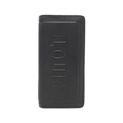 Pre-owned Louis Vuitton Black Leather Long Wallet (bi-fold) ()