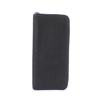Pre-owned Louis Vuitton Black Leather Long Wallet (bi-fold) ()