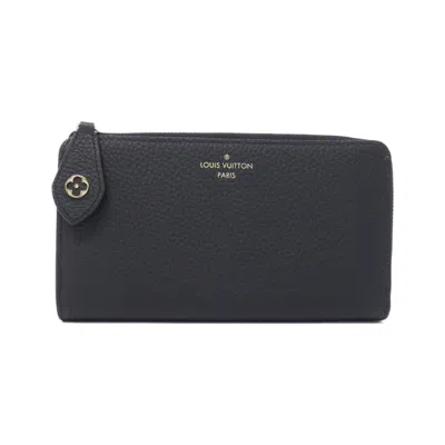 Pre-owned Louis Vuitton Black Leather Long Wallet (bi-fold) ()