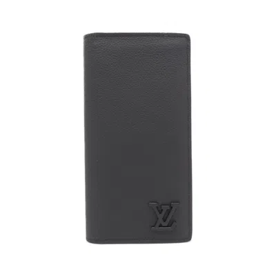 Pre-owned Louis Vuitton Black Leather Long Wallet (bi-fold) ()