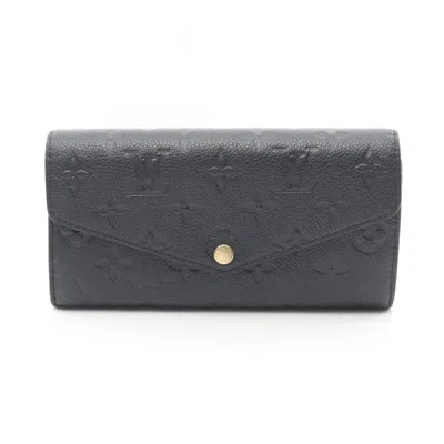 Pre-owned Louis Vuitton Black Leather Long Wallet (bi-fold) ()