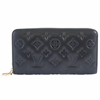 Pre-owned Louis Vuitton Black Leather Long Wallet (bi-fold) ()