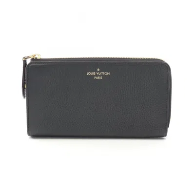 Pre-owned Louis Vuitton Black Leather Long Wallet (bi-fold) ()