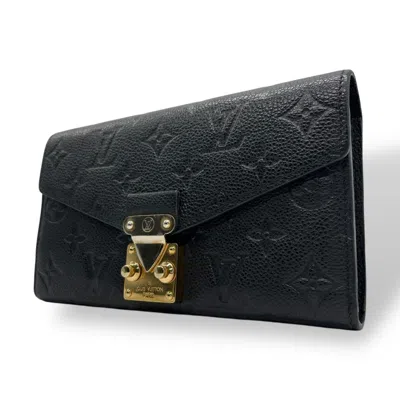 Pre-owned Louis Vuitton Black Leather Long Wallet (bi-fold) ()